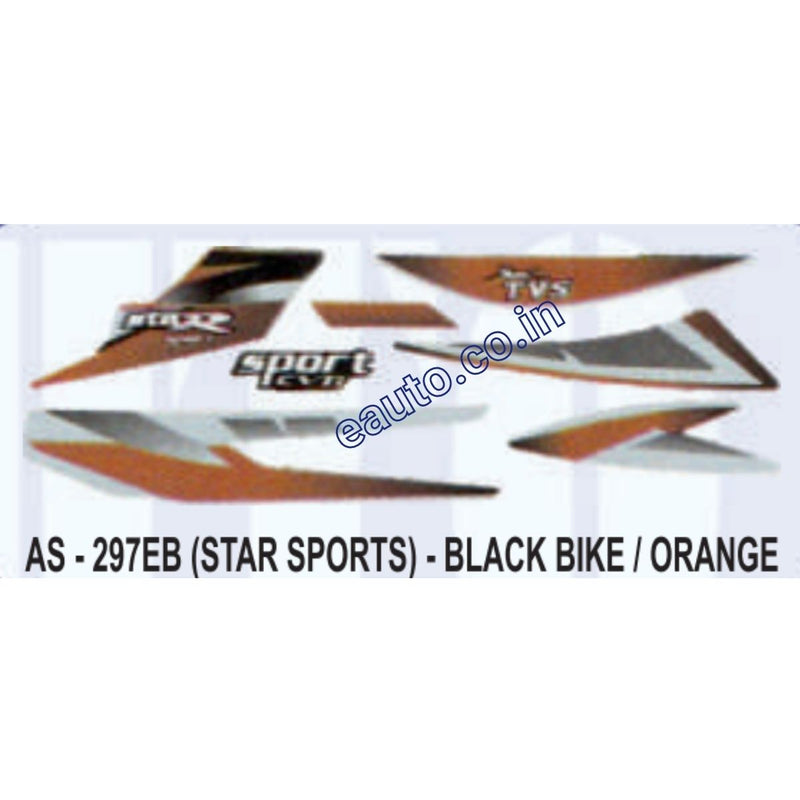 Graphics Sticker Set for TVS Star Sports | Black Vehicle | Orange Sticker