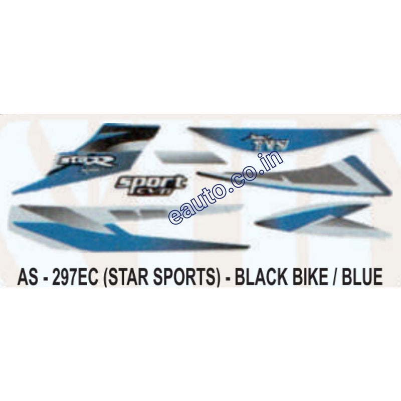 Graphics Sticker Set for TVS Star Sports | Black Vehicle | Blue Sticker