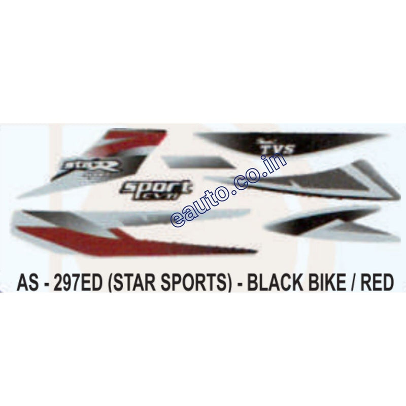Graphics Sticker Set for TVS Star Sports | Black Vehicle | Red Sticker