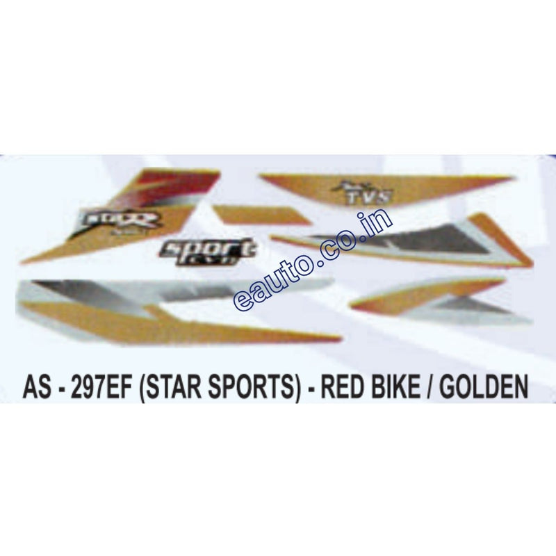 Graphics Sticker Set for TVS Star Sports | Red Vehicle | Golden Sticker