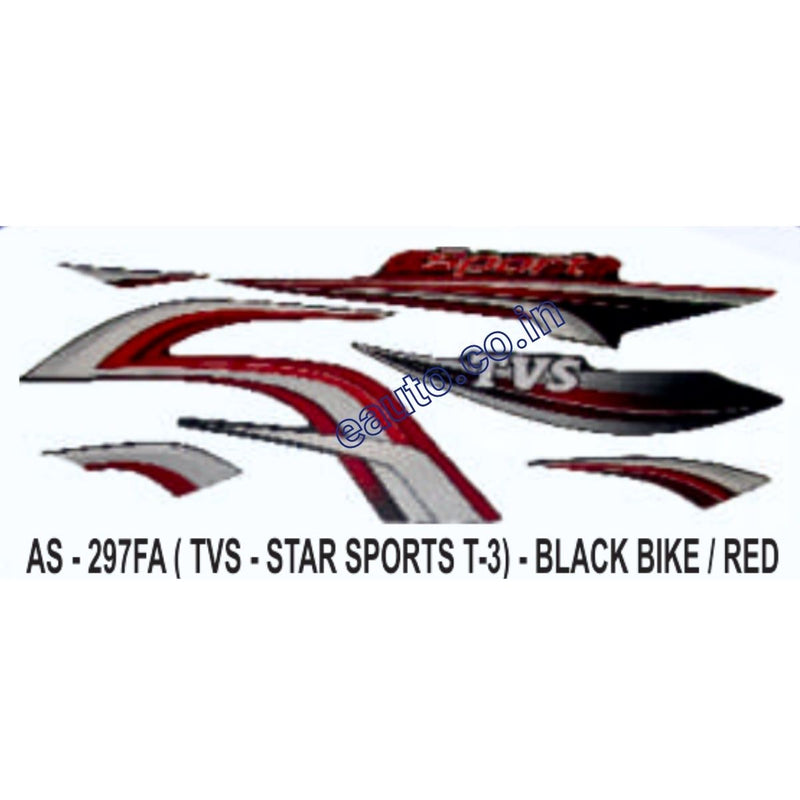 Graphics Sticker Set for TVS Star Sports | Type 3 | Black Vehicle | Red Sticker