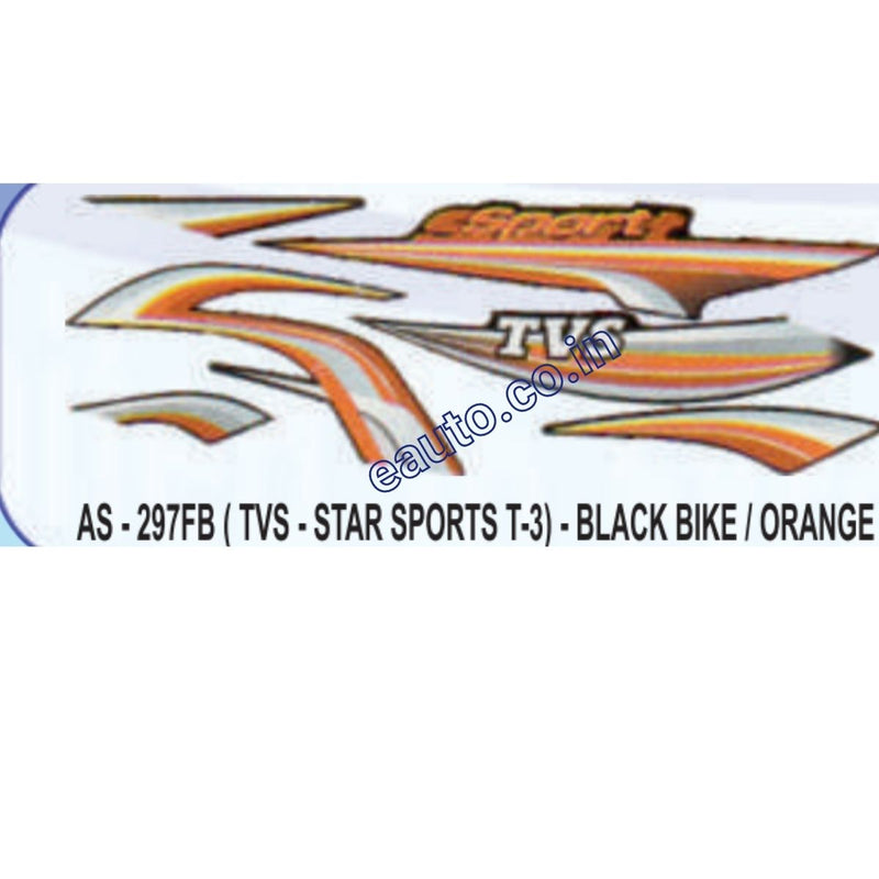 Graphics Sticker Set for TVS Star Sports | Type 3 | Black Vehicle | Orange Sticker