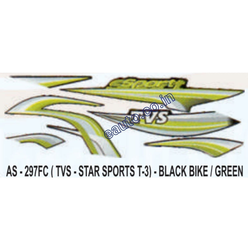 Graphics Sticker Set for TVS Star Sports | Type 3 | Black Vehicle | Green Sticker