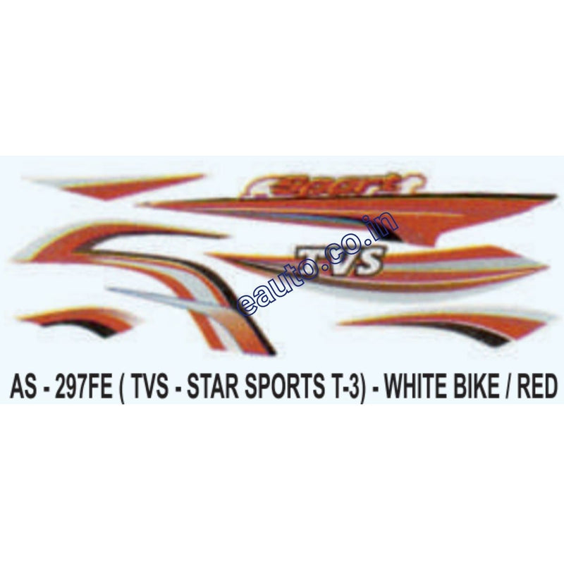 Graphics Sticker Set for TVS Star Sports | Type 3 | White Vehicle | Red Sticker