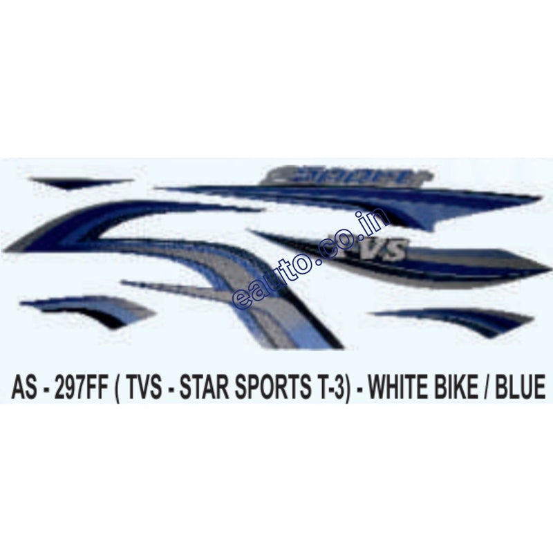 Graphics Sticker Set for TVS Star Sports | Type 3 | White Vehicle | Blue Sticker