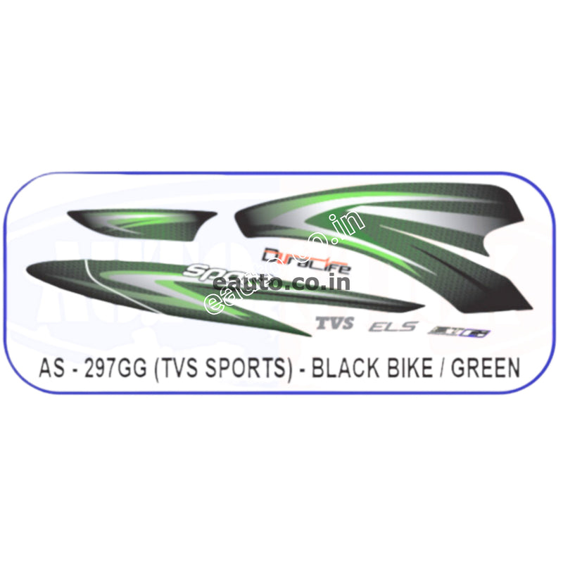 Graphics Sticker Set for TVS TVS Sports | Black Vehicle | Green Sticker
