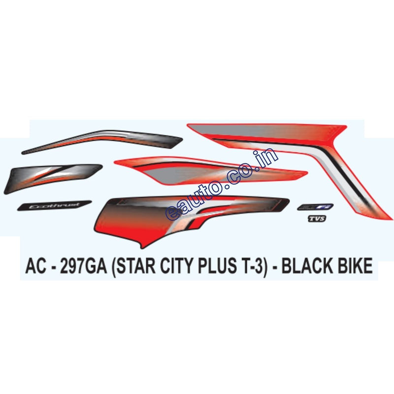 Graphics Sticker Set for TVS Star City Plus | Type 3 | Black Vehicle