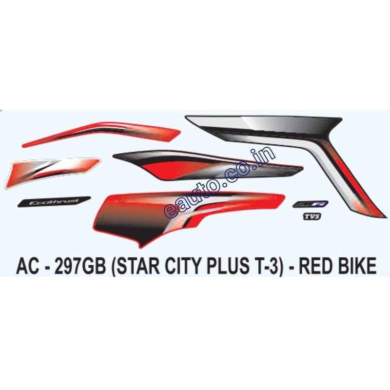 Graphics Sticker Set for TVS Star City Plus | Type 3 | Red Vehicle