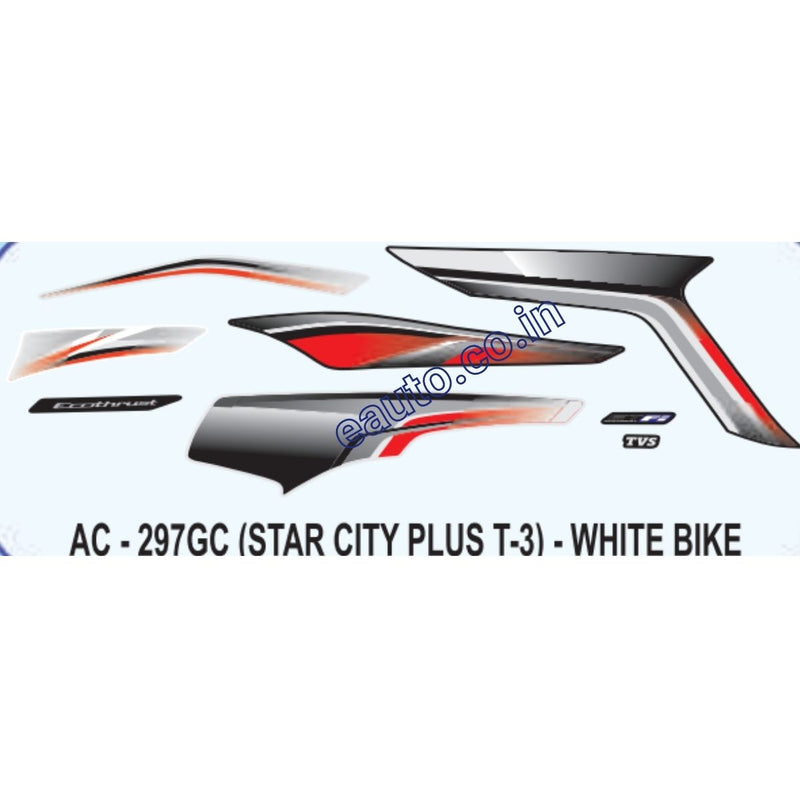 Graphics Sticker Set for TVS Star City Plus | Type 3 | White Vehicle