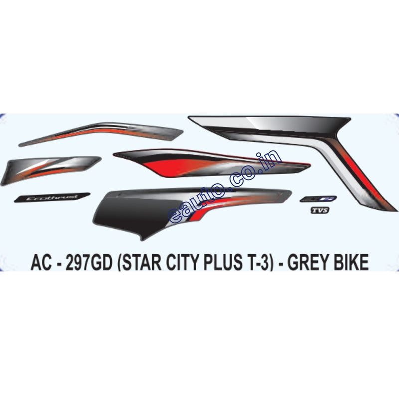 Graphics Sticker Set for TVS Star City Plus | Type 3 | Grey Vehicle