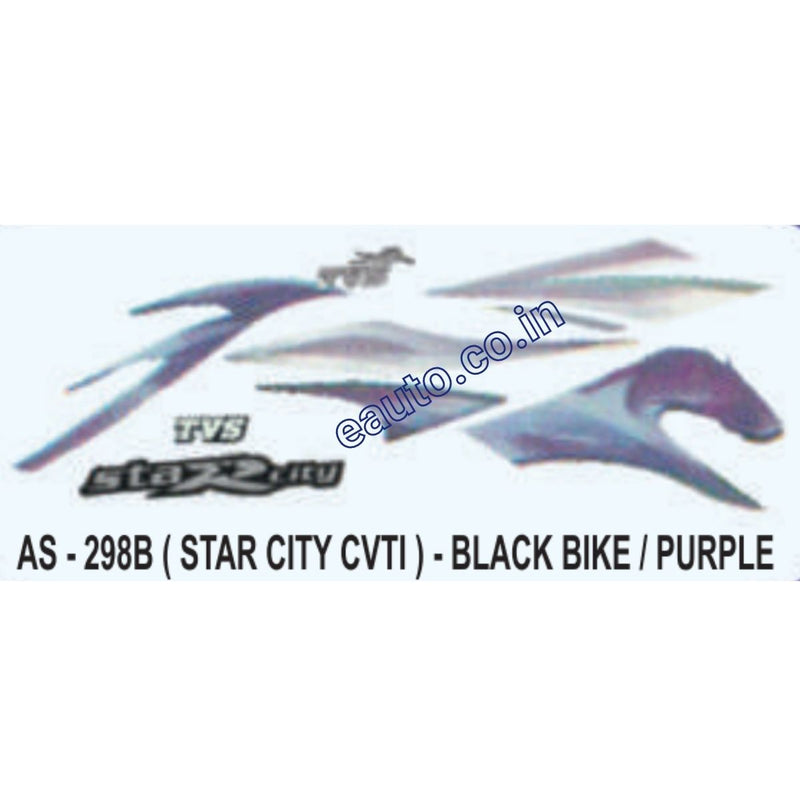 Graphics Sticker Set for TVS Star City CVTI | Black Vehicle | Purple Sticker