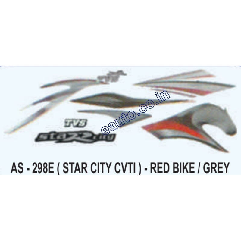 Graphics Sticker Set for TVS Star City CVTI | Red Vehicle | Grey Sticker