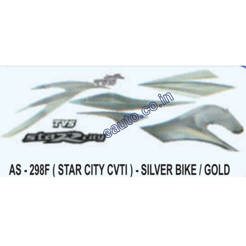 Graphics Sticker Set for TVS Star City CVTI | Silver Vehicle | Gold Sticker