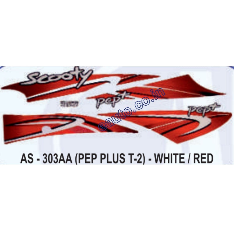 Graphics Sticker Set for TVS Scooty Pep Plus | Type 2 | White | Red Sticker