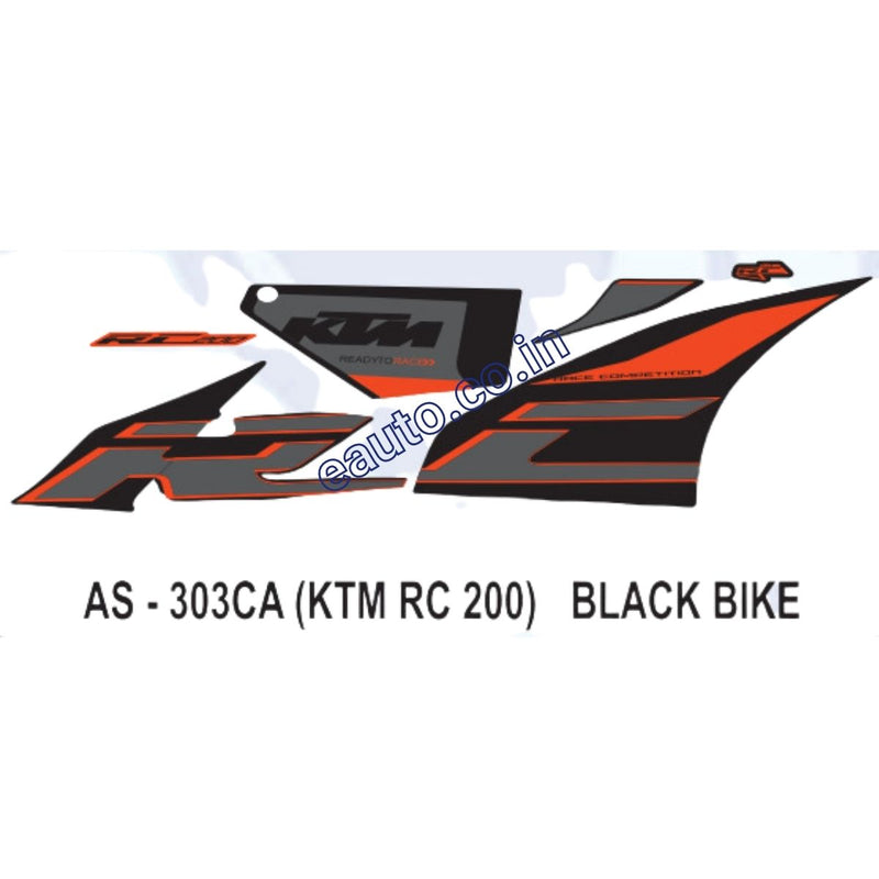 Graphics Sticker Set for KTM RC 200 | Black Vehicle
