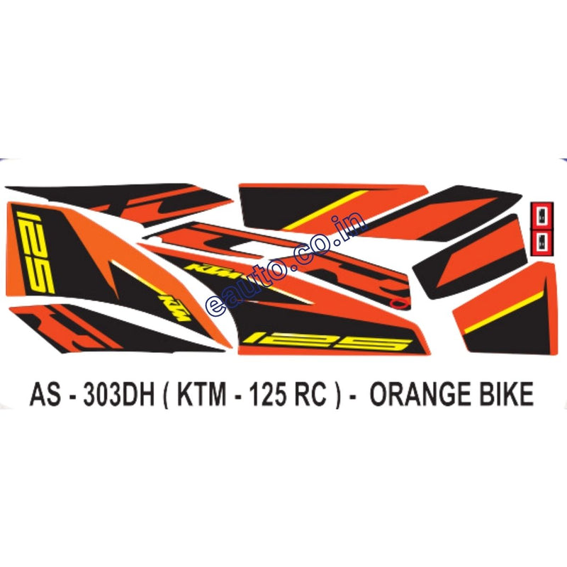 Graphics Sticker Set for KTM RC 125 | Orange Vehicle | Orange & Black Sticker