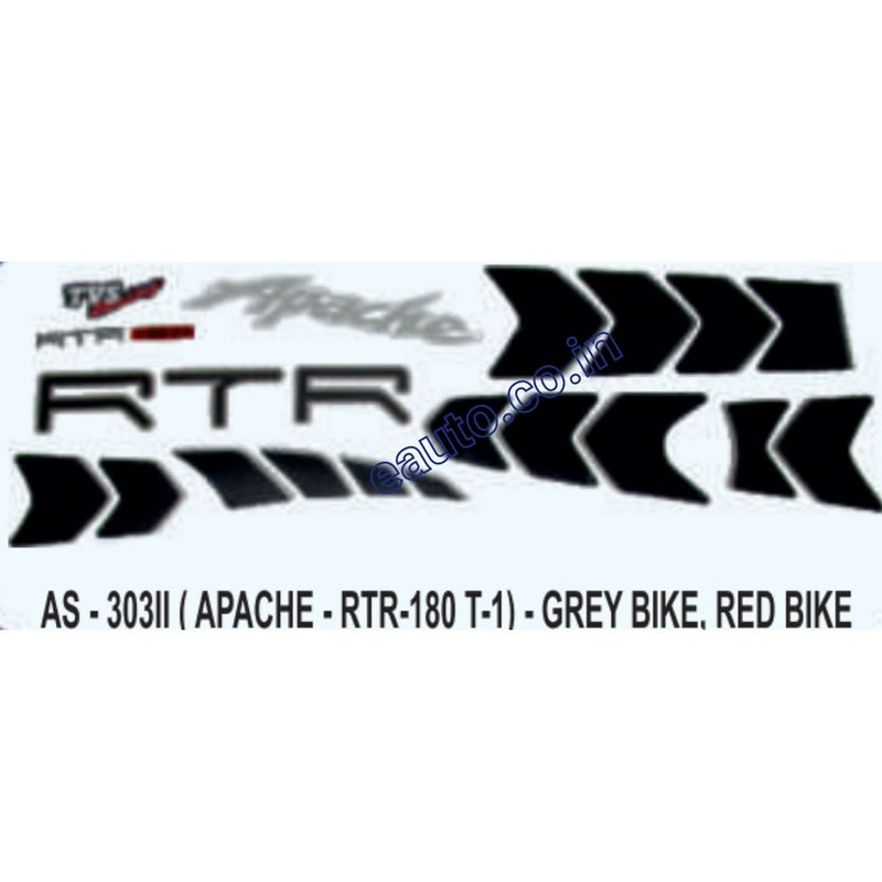 Graphics Sticker Set for TVS Apache RTR 180 | Type 1 | Grey Vehicle | Red Sticker