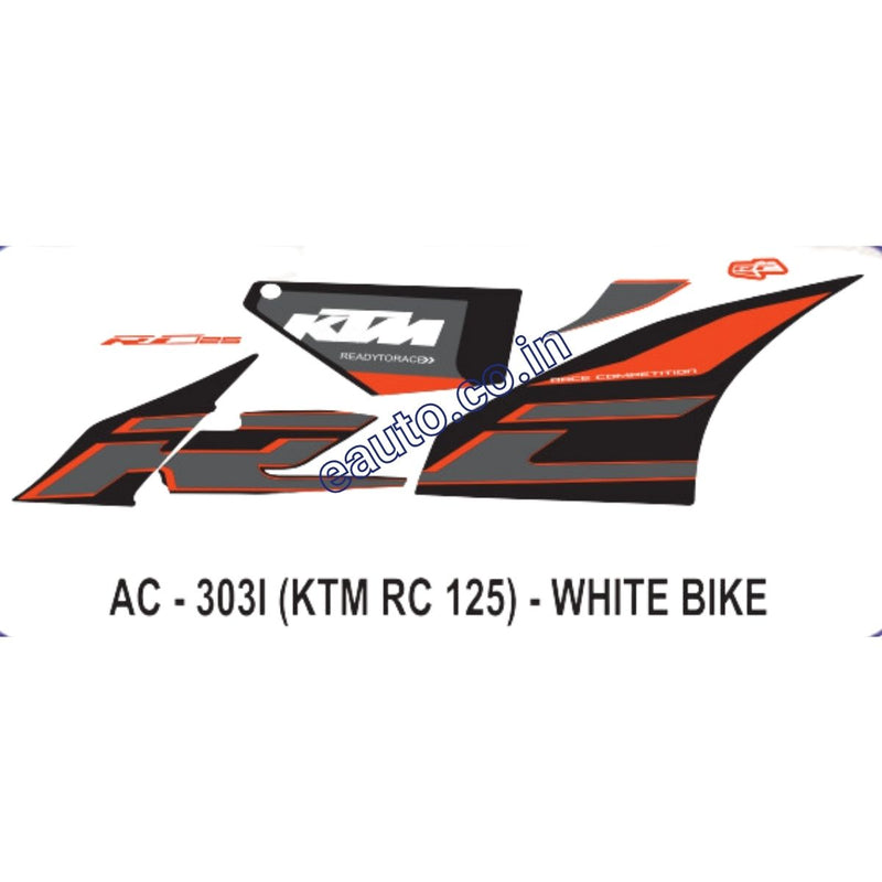 Graphics Sticker Set for KTM RC 125 | White Vehicle | Black & Orange Sticker