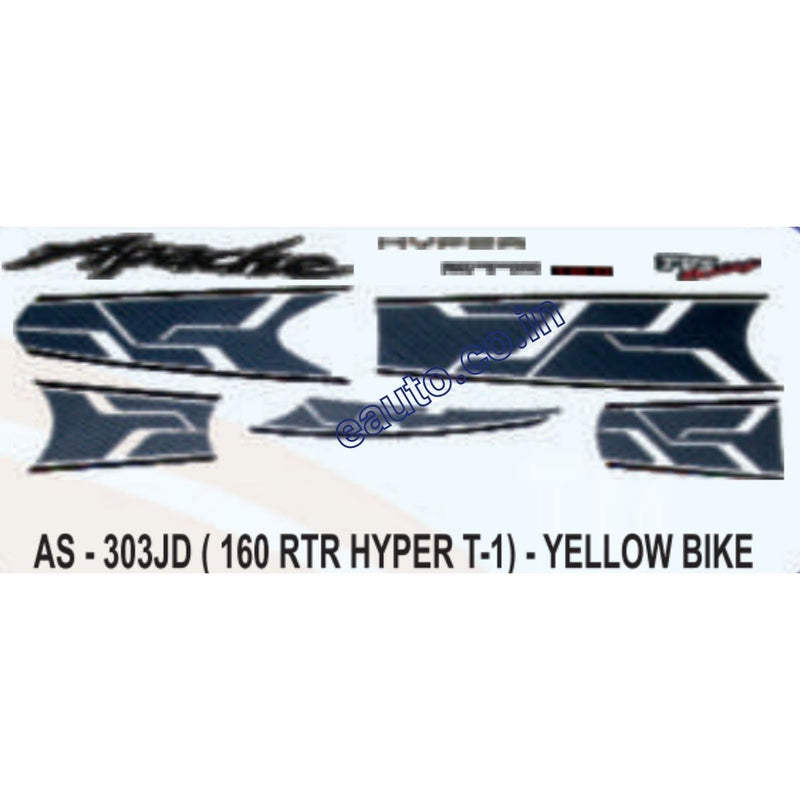 Graphics Sticker Set for TVS Apache RTR 160 | Hyper EdgeType 1 | Yellow Vehicle