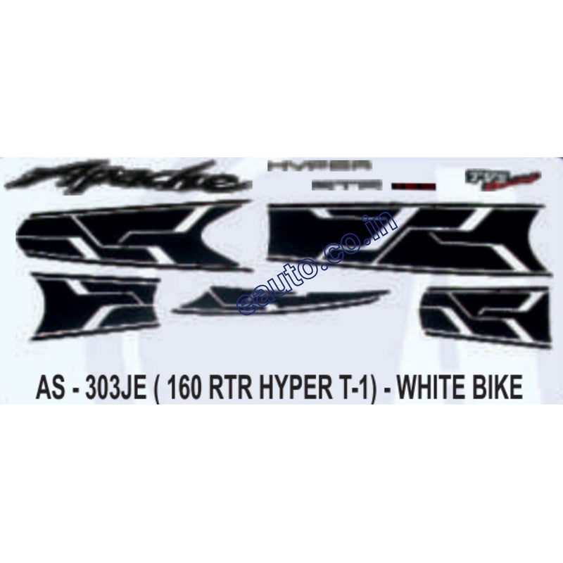 Graphics Sticker Set for TVS Apache RTR 160 | Hyper EdgeType 1 | White Vehicle
