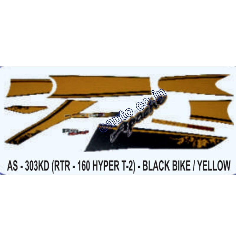 Graphics Sticker Set for TVS Apache RTR 160 Hyper | Hyper Edge Type 2 | Black Vehicle | Yellow Sticker