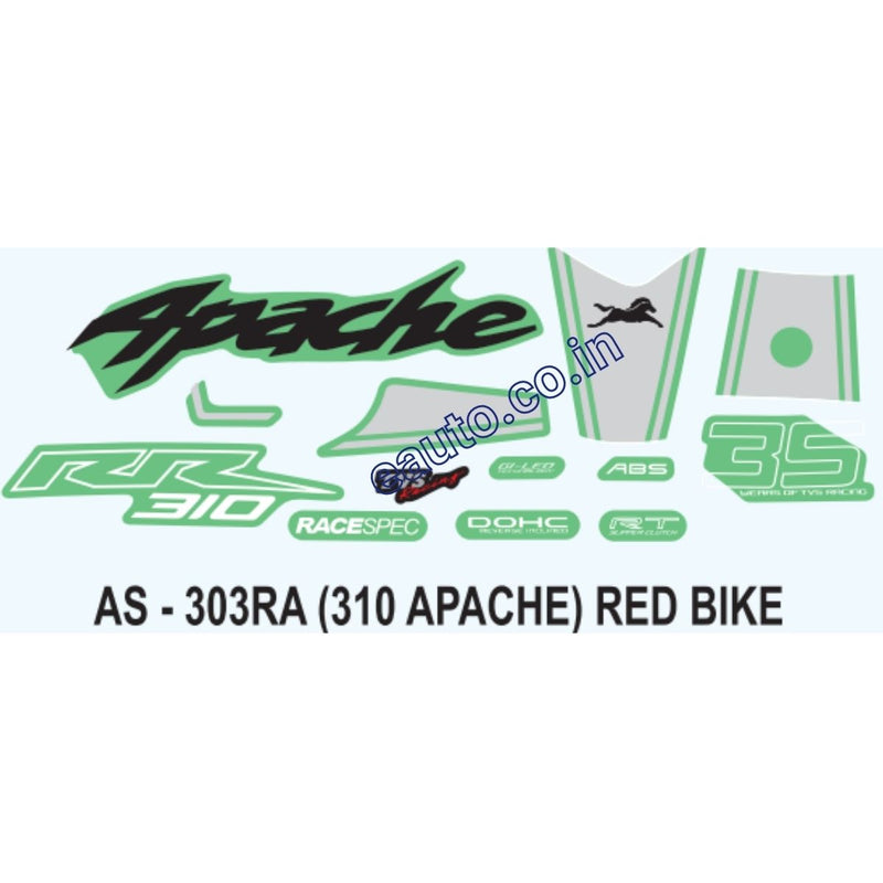Graphics Sticker Set for TVS Apache 310 | Red Vehicle | Green Sticker