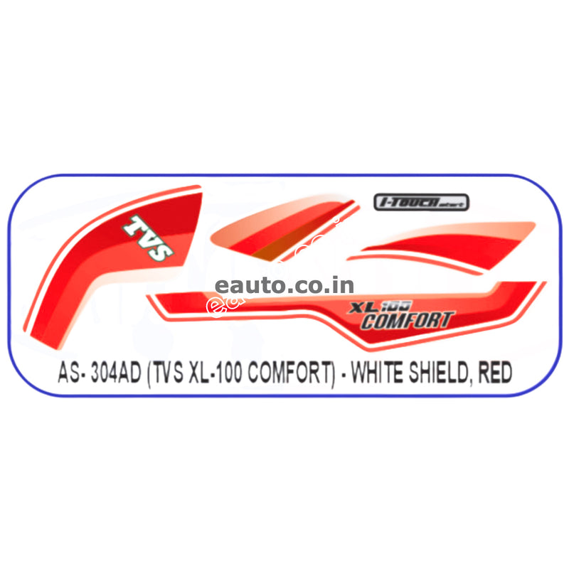 Graphics Sticker Set for TVS XL 100 Comfort | White Vehicle | Red Sticker