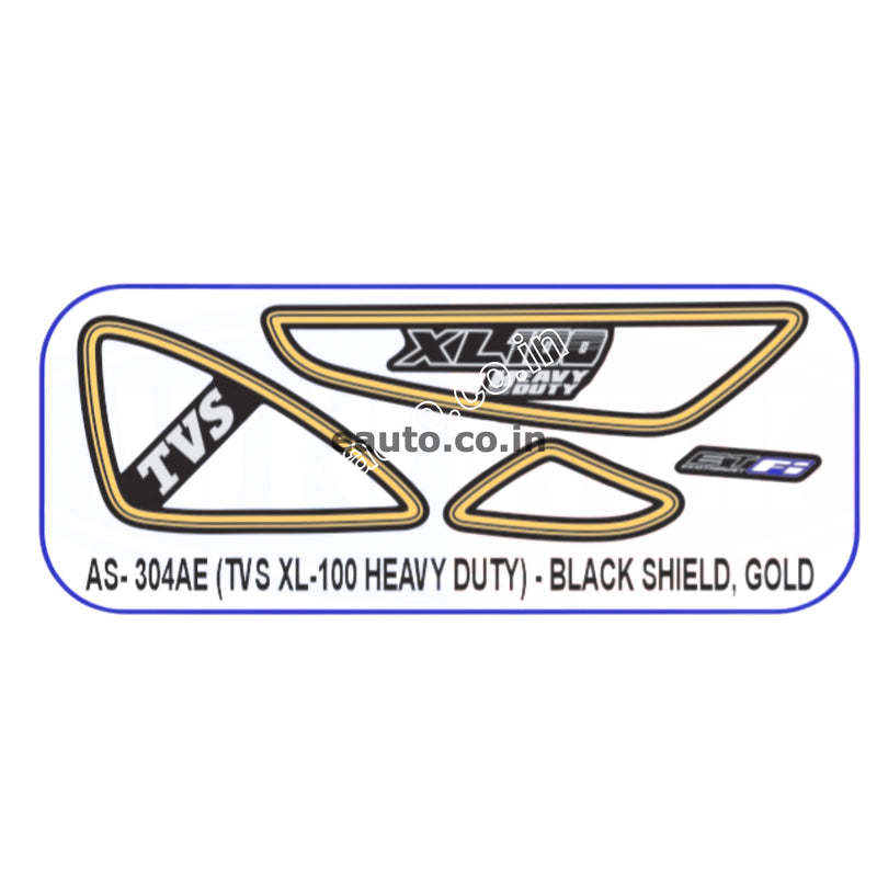 Graphics Sticker Set for TVS XL 100 Heavy Duty | Black Vehicle | Gold Sticker