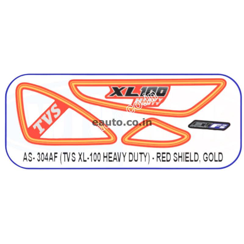 Graphics Sticker Set for TVS XL 100 Heavy Duty | Red Vehicle | Gold Sticker