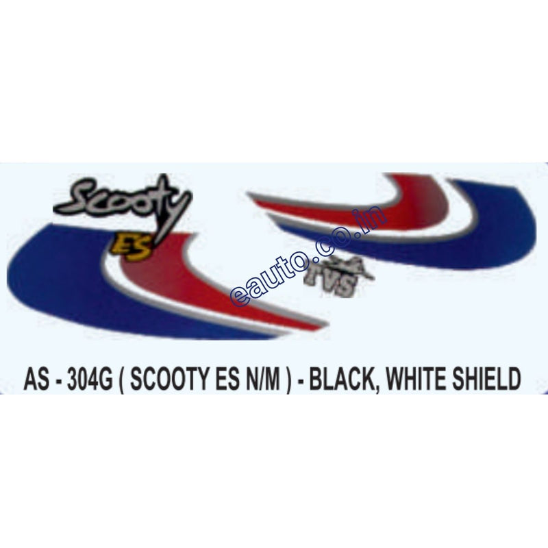 Graphics Sticker Set for TVS Scooty ES | New Model | Black | White Shield Sticker