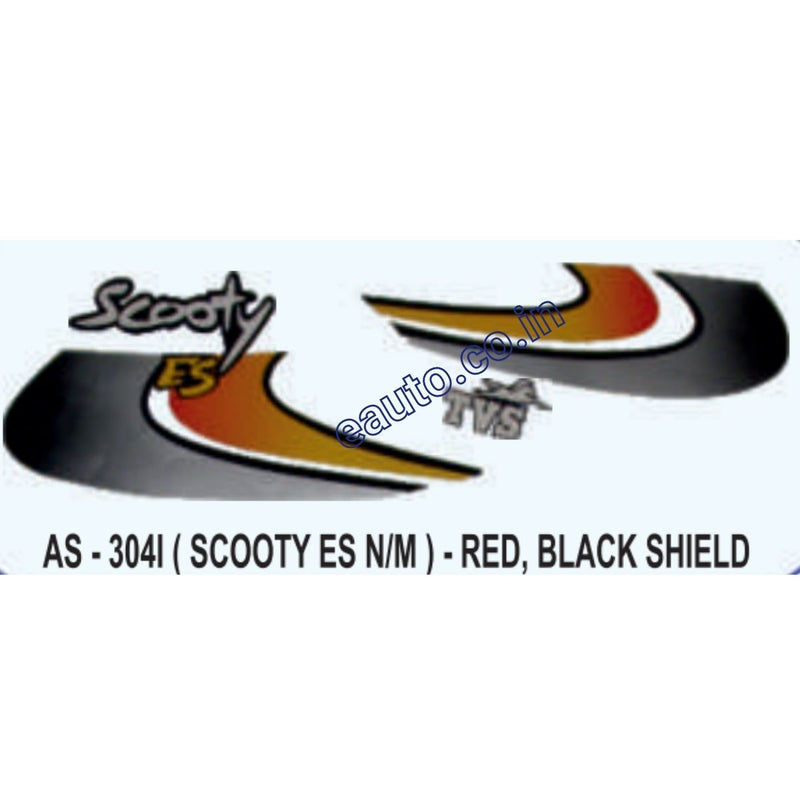 Graphics Sticker Set for TVS Scooty ES | New Model | Red & Black Shield Sticker