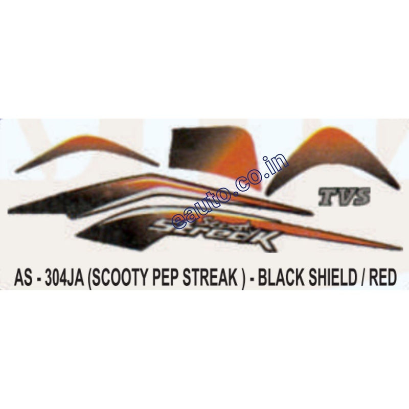Graphics Sticker Set for TVS Scooty Pep Streak | Black & Red Sticker
