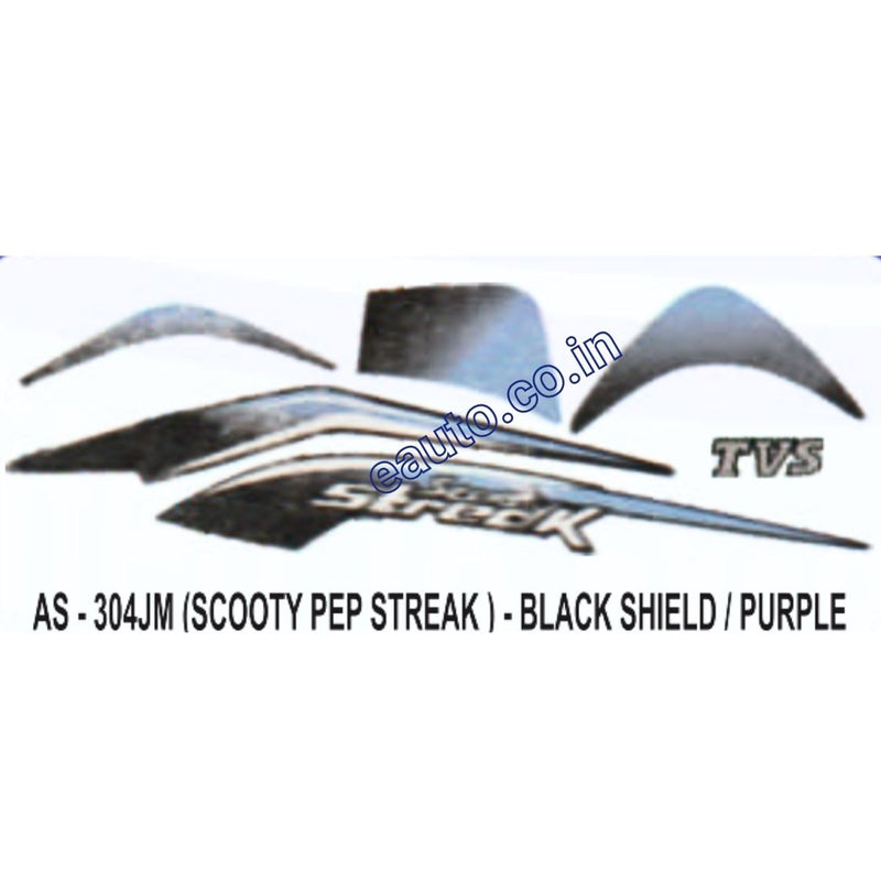Graphics Sticker Set for TVS Scooty Pep Streak | Black & Purple Sticker