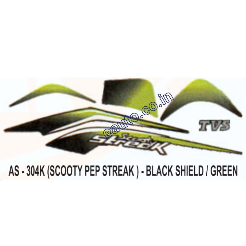 Graphics Sticker Set for TVS Scooty Pep Streak | Black & Green Sticker