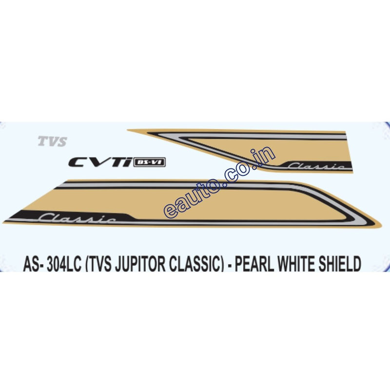 Graphics Sticker Set for TVS Jupiter Classic | Pearl White Vehicle | Pearl White Shield Sticker