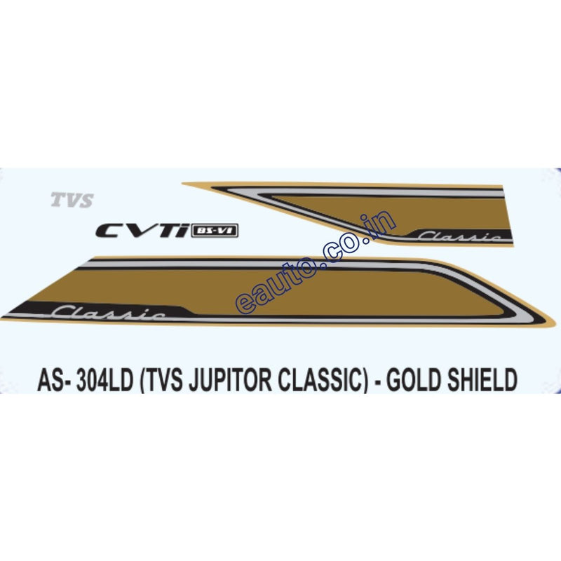 Graphics Sticker Set for TVS Jupiter Classic | Gold Vehicle | Gold Shield Sticker