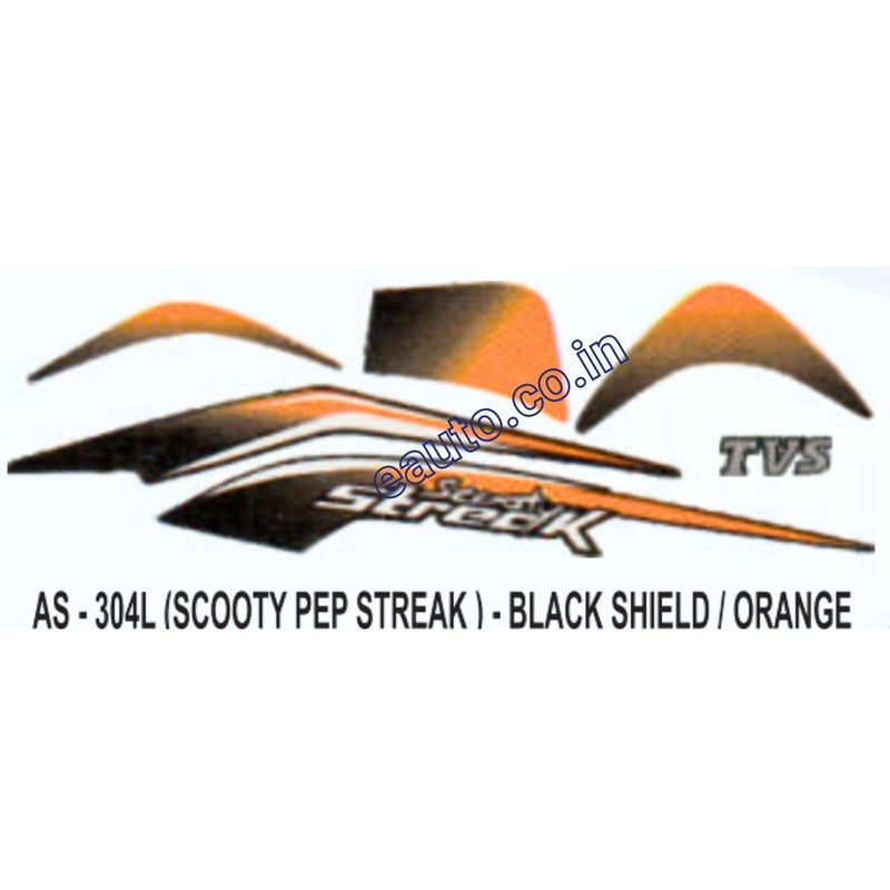 Graphics Sticker Set for TVS Scooty Pep Streak | Black & Orange Sticker