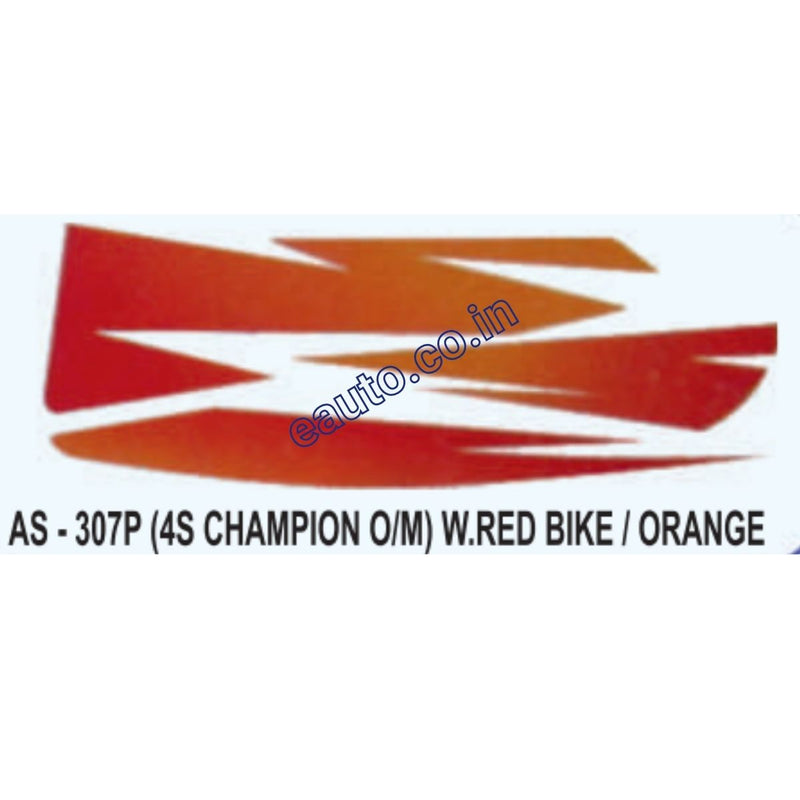 Graphics Sticker Set for Bajaj 4S Champion | Old Model | Wine Red Vehicle | Orange Sticker