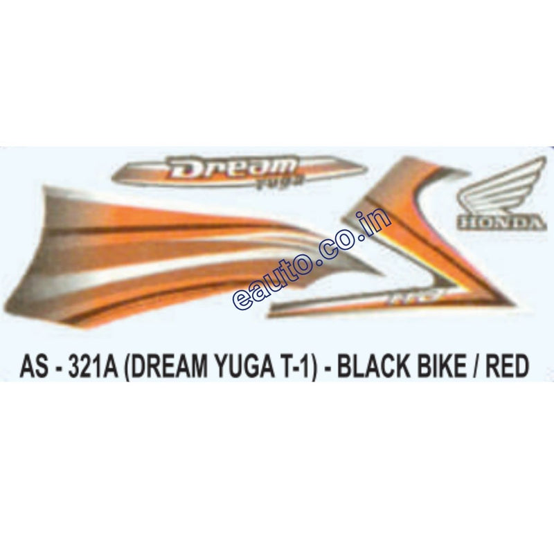 Graphics Sticker Set for Honda Dream Yuga 110 | Type 1 | Black Vehicle | Red Sticker