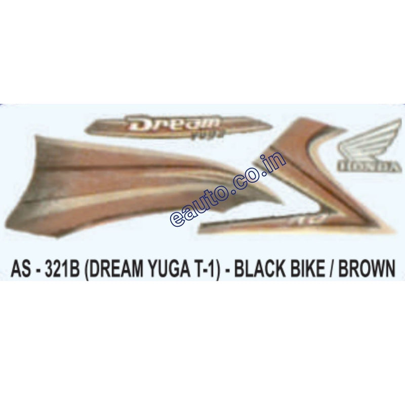 Graphics Sticker Set for Honda Dream Yuga 110 | Type 1 | Black Vehicle | Brown Sticker