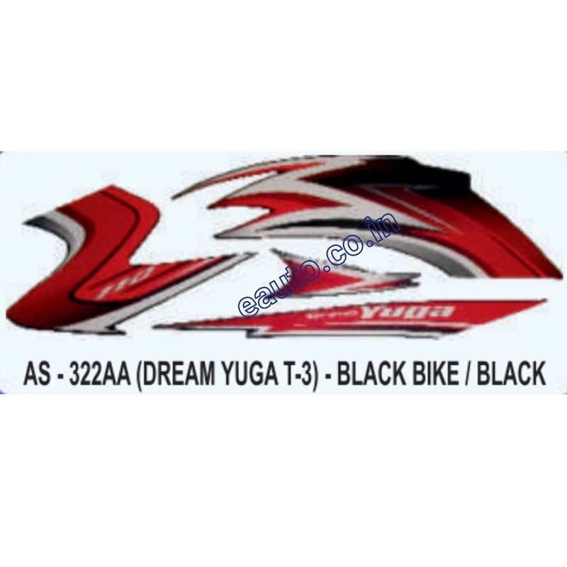 Graphics Sticker Set for Honda Dream Yuga | Type 3 | Black Vehicle | Black Sticker