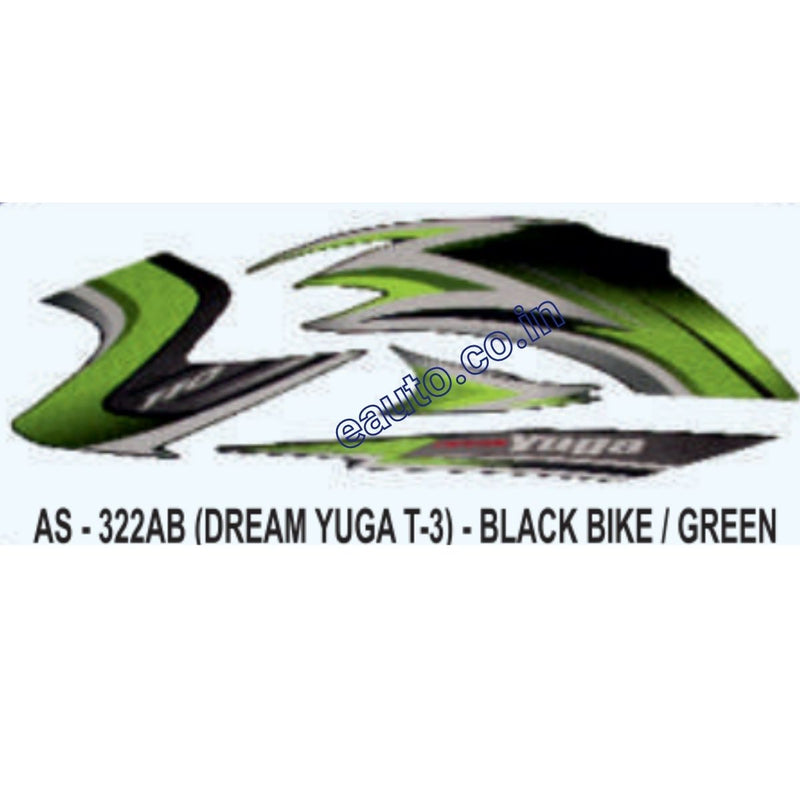 Graphics Sticker Set for Honda Dream Yuga | Type 3 | Black Vehicle | Green Sticker