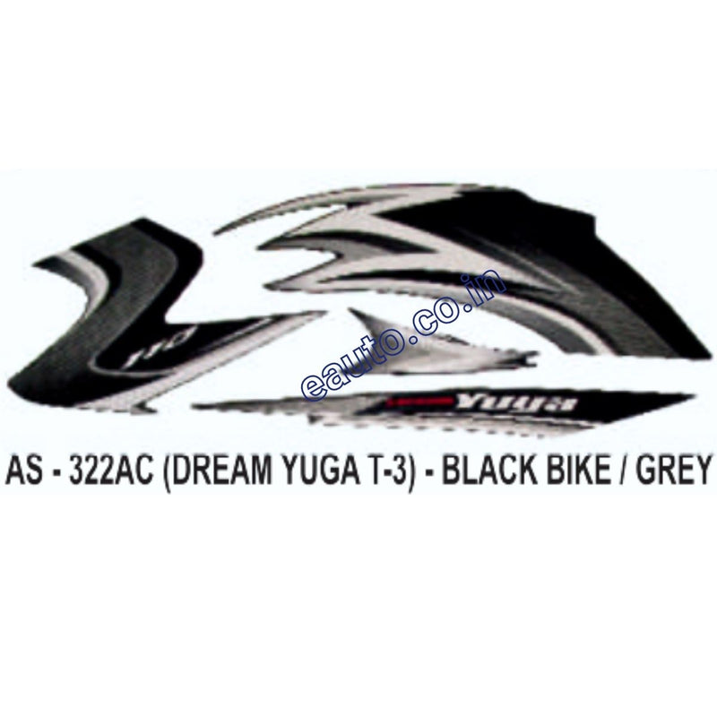 Graphics Sticker Set for Honda Dream Yuga | Type 3 | Black Vehicle | Grey Sticker
