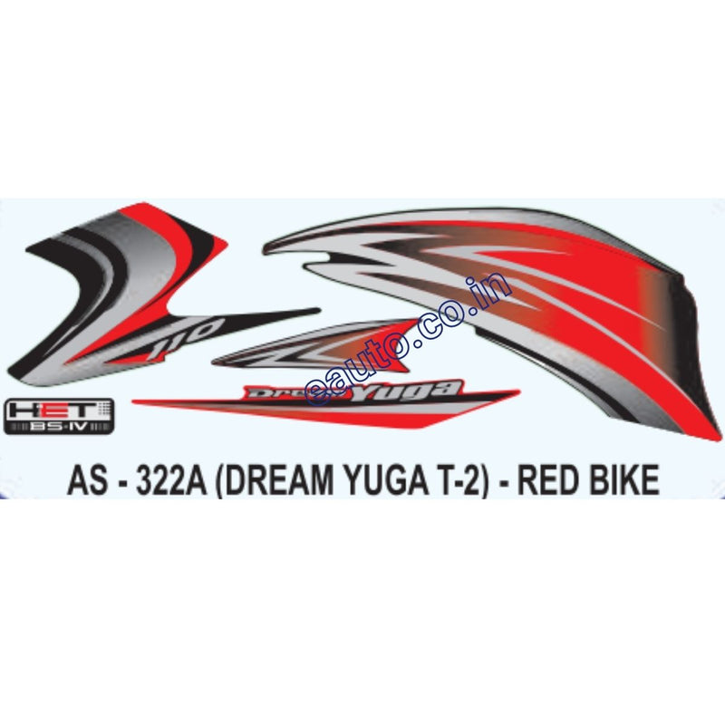 Graphics Sticker Set for Honda Dream Yuga 110 | HET BS4 Type 2 | Red Vehicle