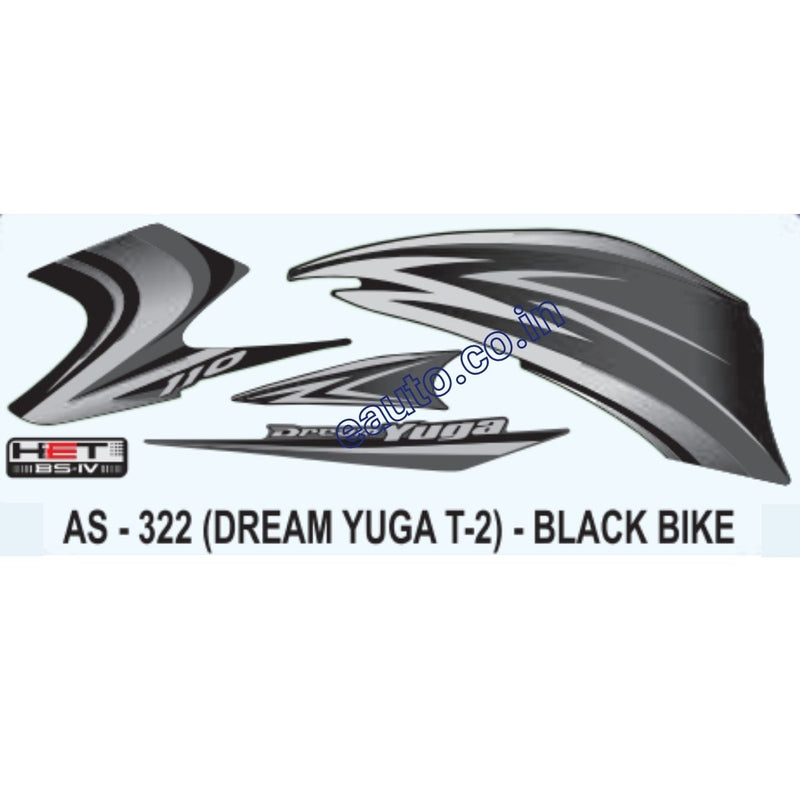 Graphics Sticker Set for Honda Dream Yuga 110 | HET BS4 Type 2 | Black Vehicle