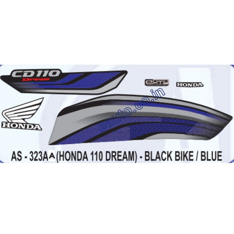 Graphics Sticker Set for Honda CD 110 Dream | eSP | Black Vehicle | Blue Sticker
