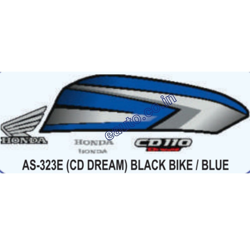 Graphics Sticker Set for Honda CD 110 Dream | Black Vehicle | Blue Sticker