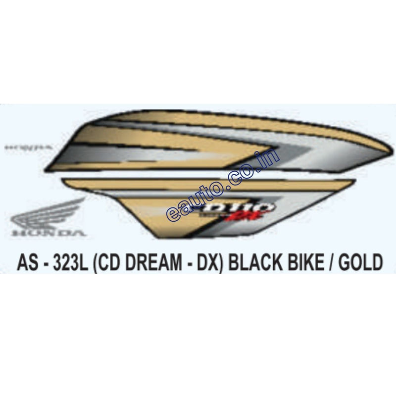 Graphics Sticker Set for Honda CD 110 Dream DX | Black Vehicle | Gold Sticker