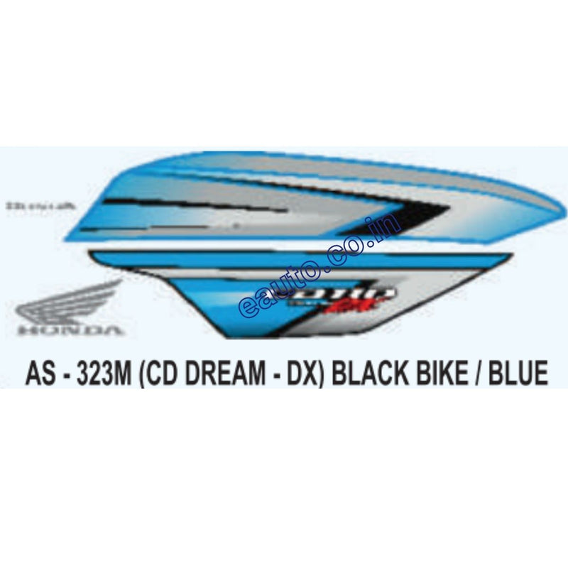 Graphics Sticker Set for Honda CD 110 Dream DX | Black Vehicle | Blue Sticker