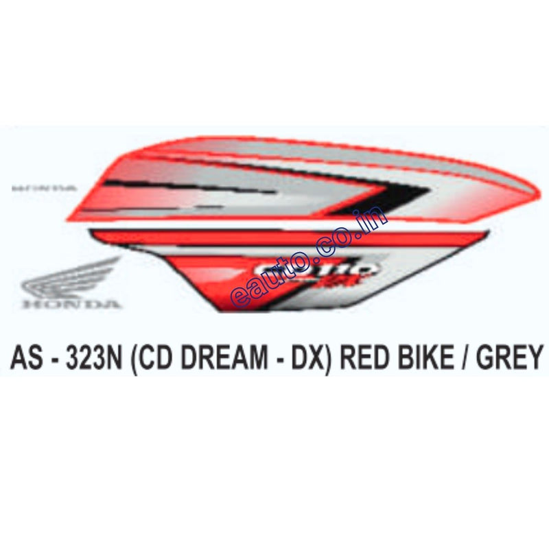 Graphics Sticker Set for Honda CD 110 Dream DX | Red Vehicle | Grey Sticker
